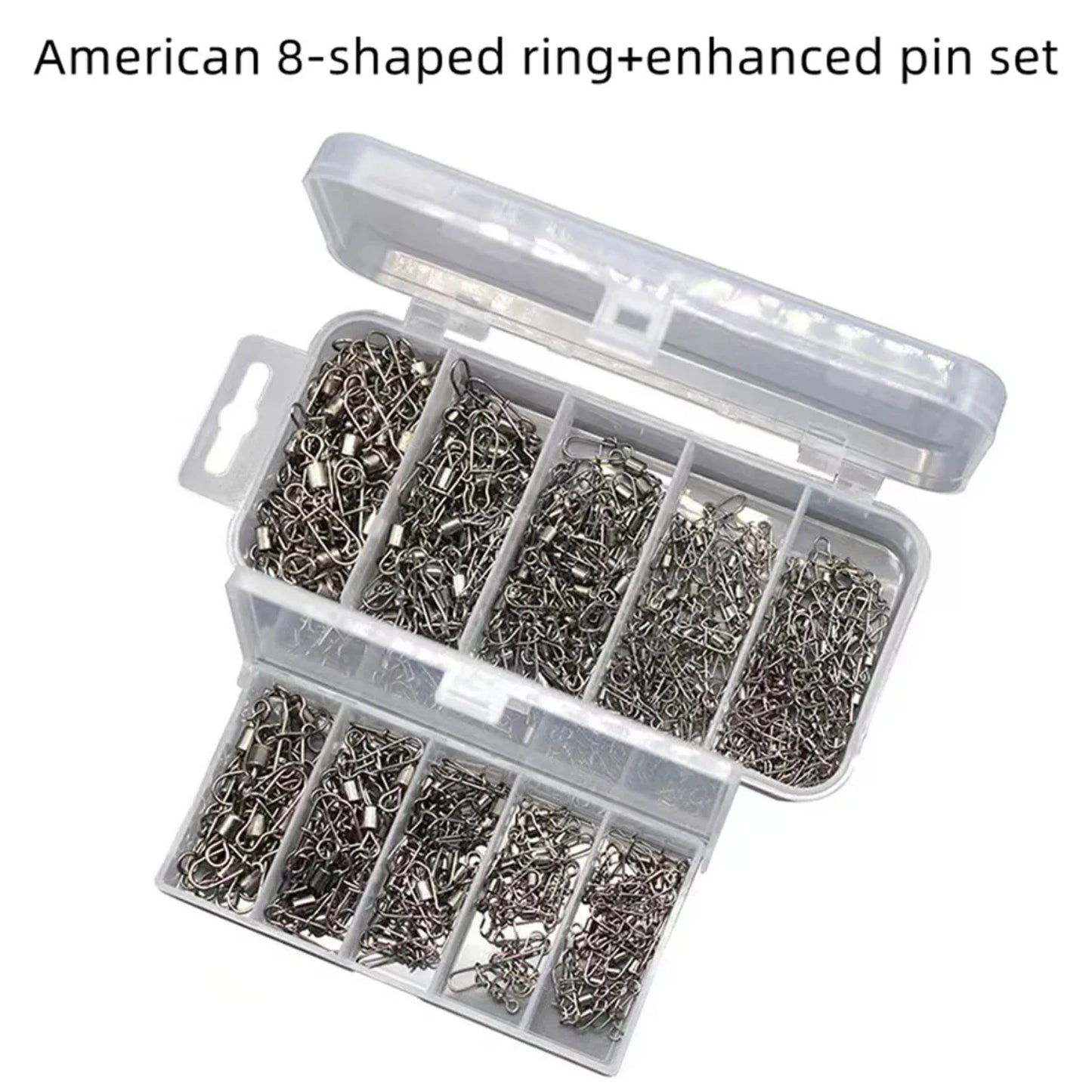 96-211pc/box Stainless Steel Fishing Connector Pin 4# 6# 8#10#12# Bearing Rolling Swivel