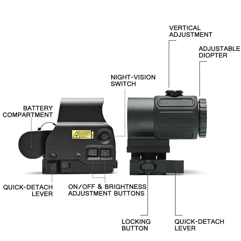 Red Dot Optic Sight Tactical Hunting Gear W/20mm Rail Mounts&Quick Detach Lever