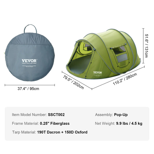 Camping Pop Up Tent for 4 Person Backpacking Tent