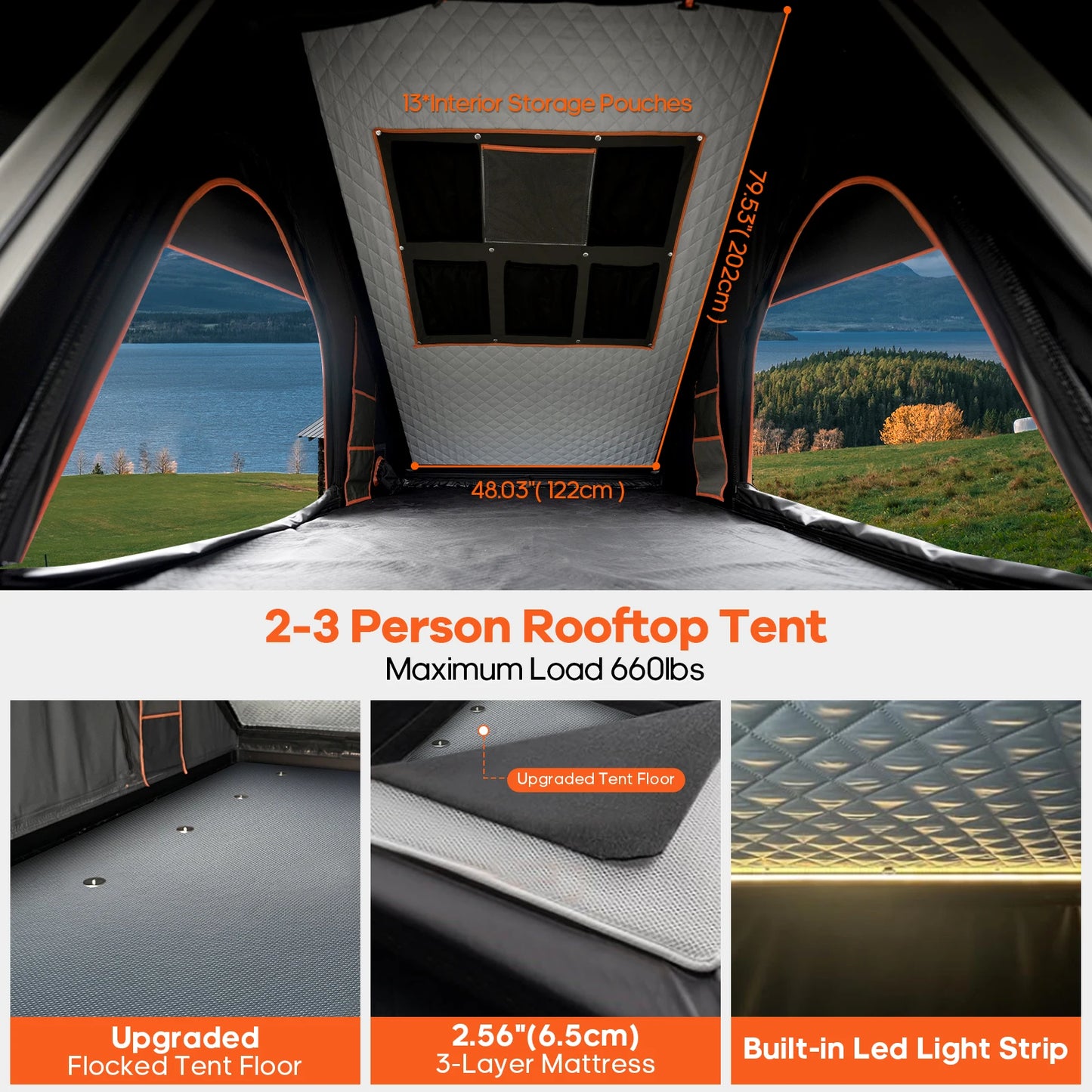 Rooftop Tent Hard &Luggage Racks for 4 Season Camping