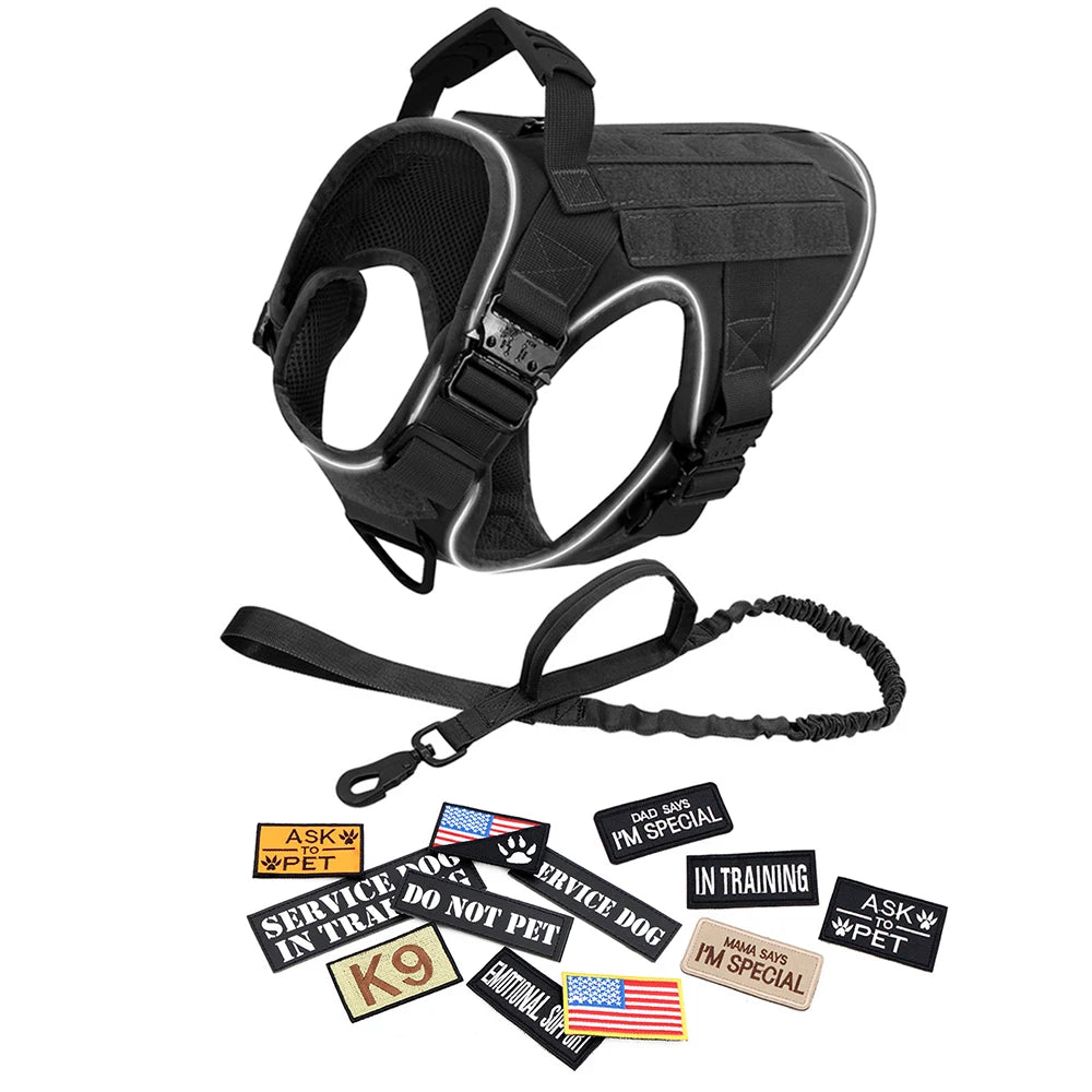 Reflective Dog Harness with 4 Metal Buckles