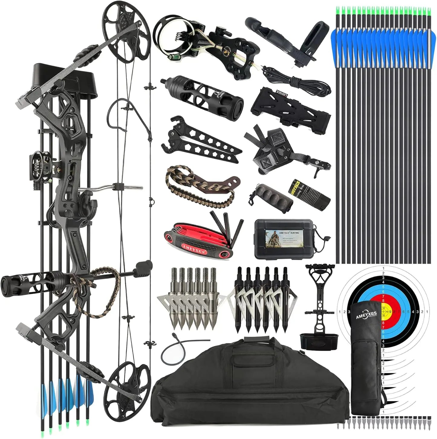 Compound Bow Kit, Draw Weight 0-70 lbs Adjustable, Draw Length