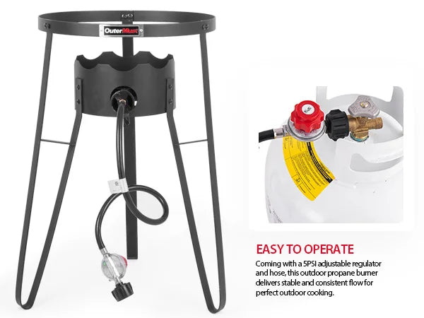 Iron Wok and Burner 54000 BTU for Outdoor Cooking