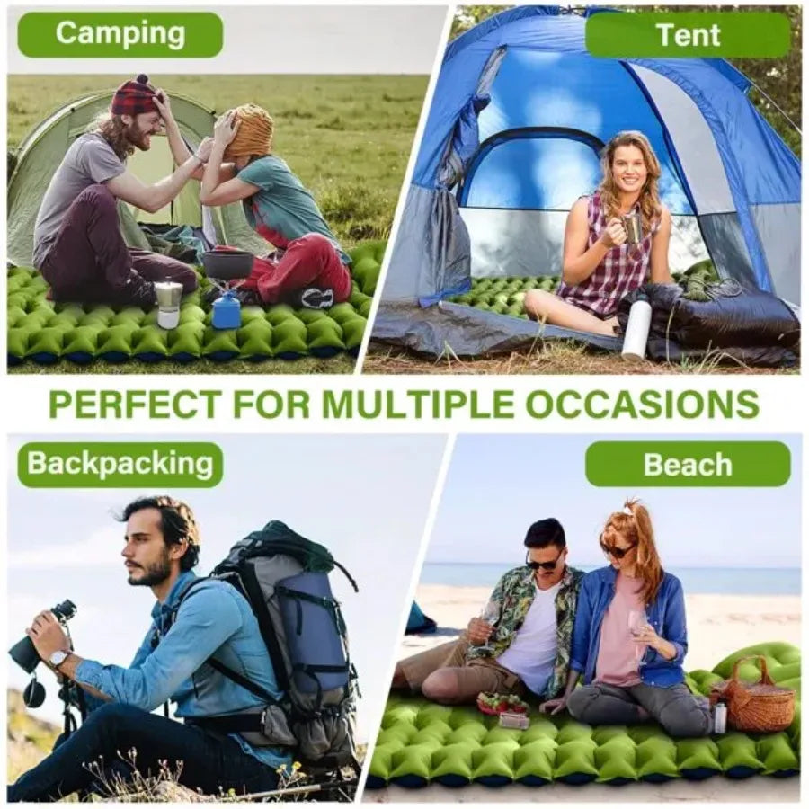 Double Air Mattress with Pillow Built-in Foot Pump 4-inch