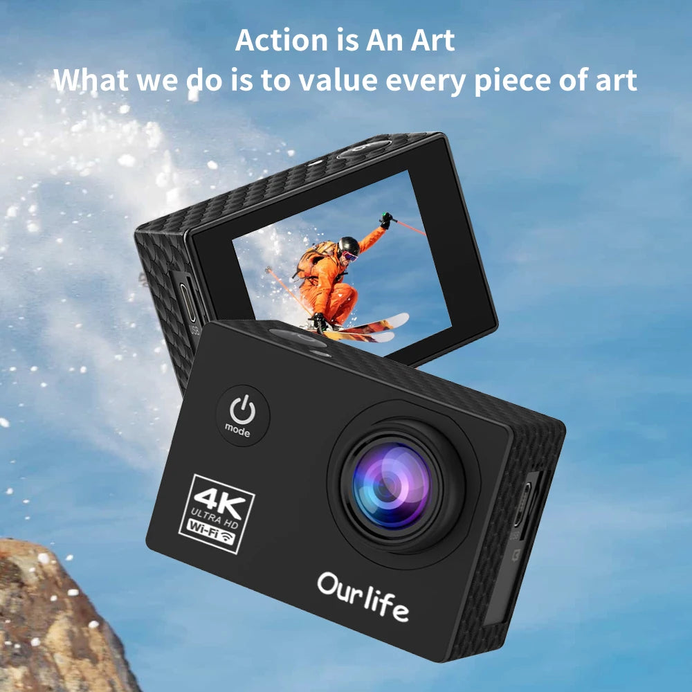Action Camera Wi-Fi 2.0" Screen Webcam 30M Helmet Video Recording Sport Camera