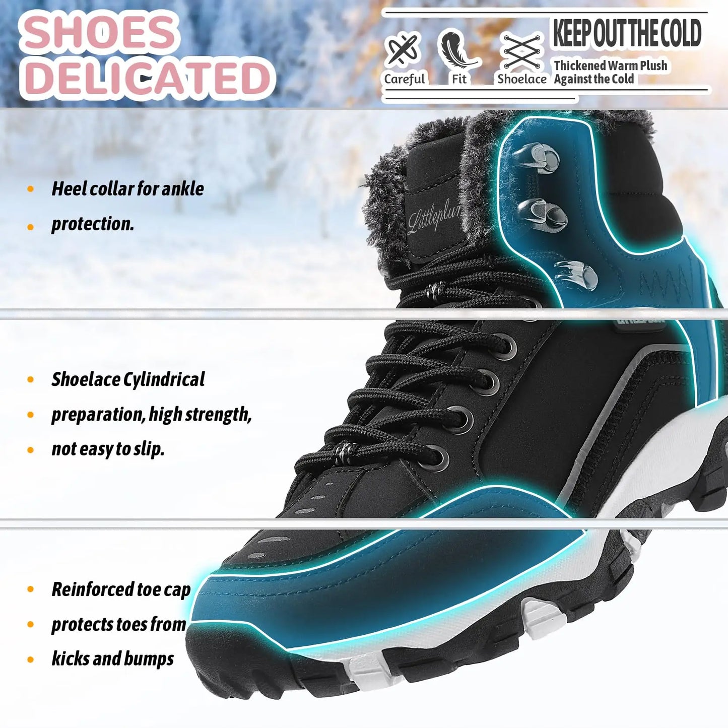 Womens Winter Hiking Boots Waterproof Snow Boots for Outdoor Trekking