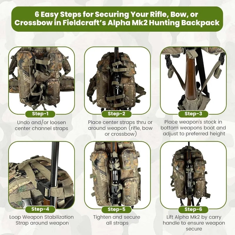 Backpack Daypack for Rifles, Bows, Crossbows, Muzzleloader, Hunting, Hiking, Archery, Blackpowder,