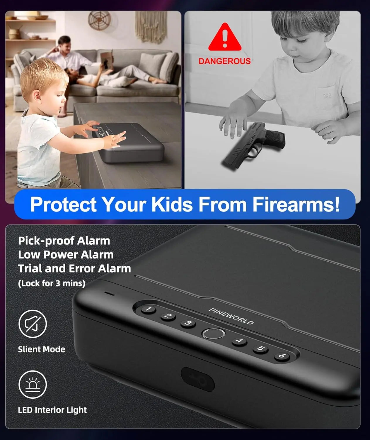 Gun Safe,For Handgun,With Fingerprint