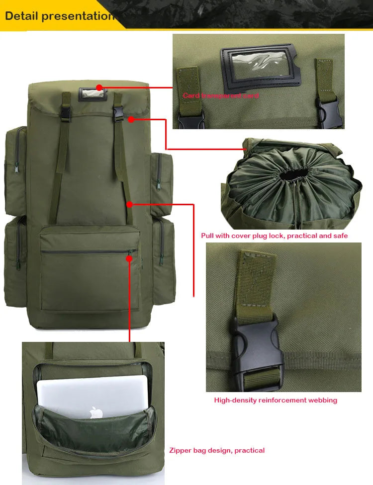 130L Extra Large Capacity Backpack Men's Outdoor Rucksack