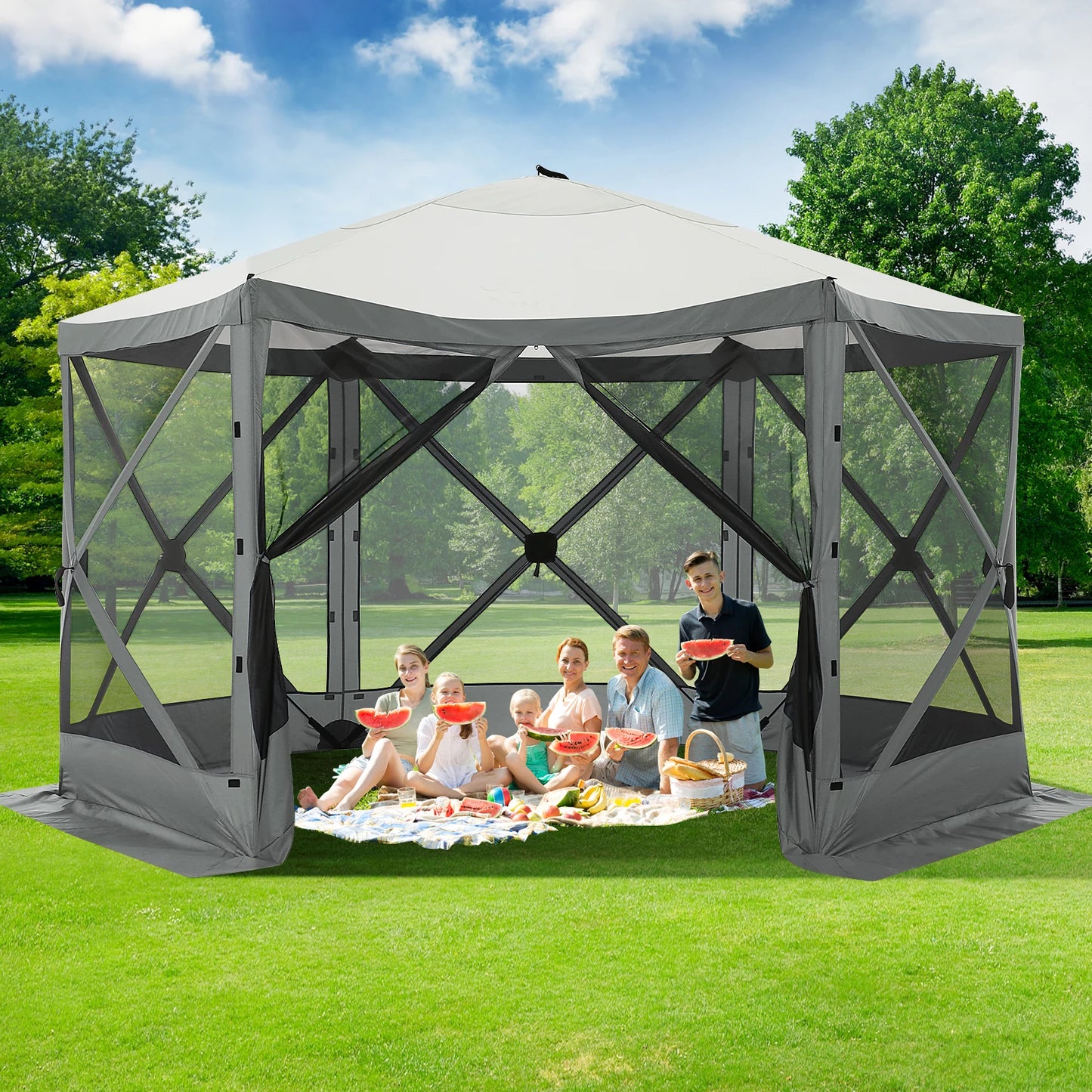 Pop up Gazebo for Camping, 12x12ft  Screened