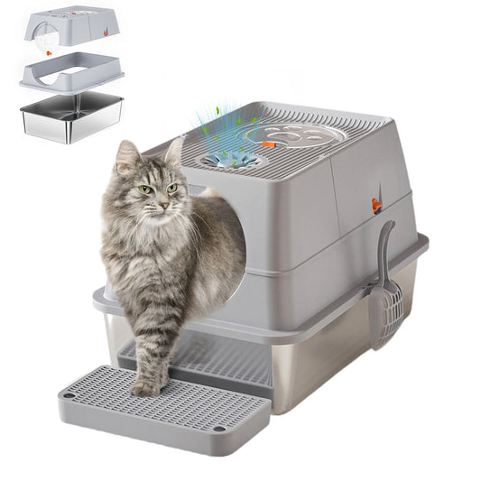 Stainless Steel Covered Litter Box