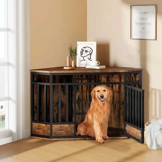 52 Inch Heavy Duty Corner Dog Crate Furniture,