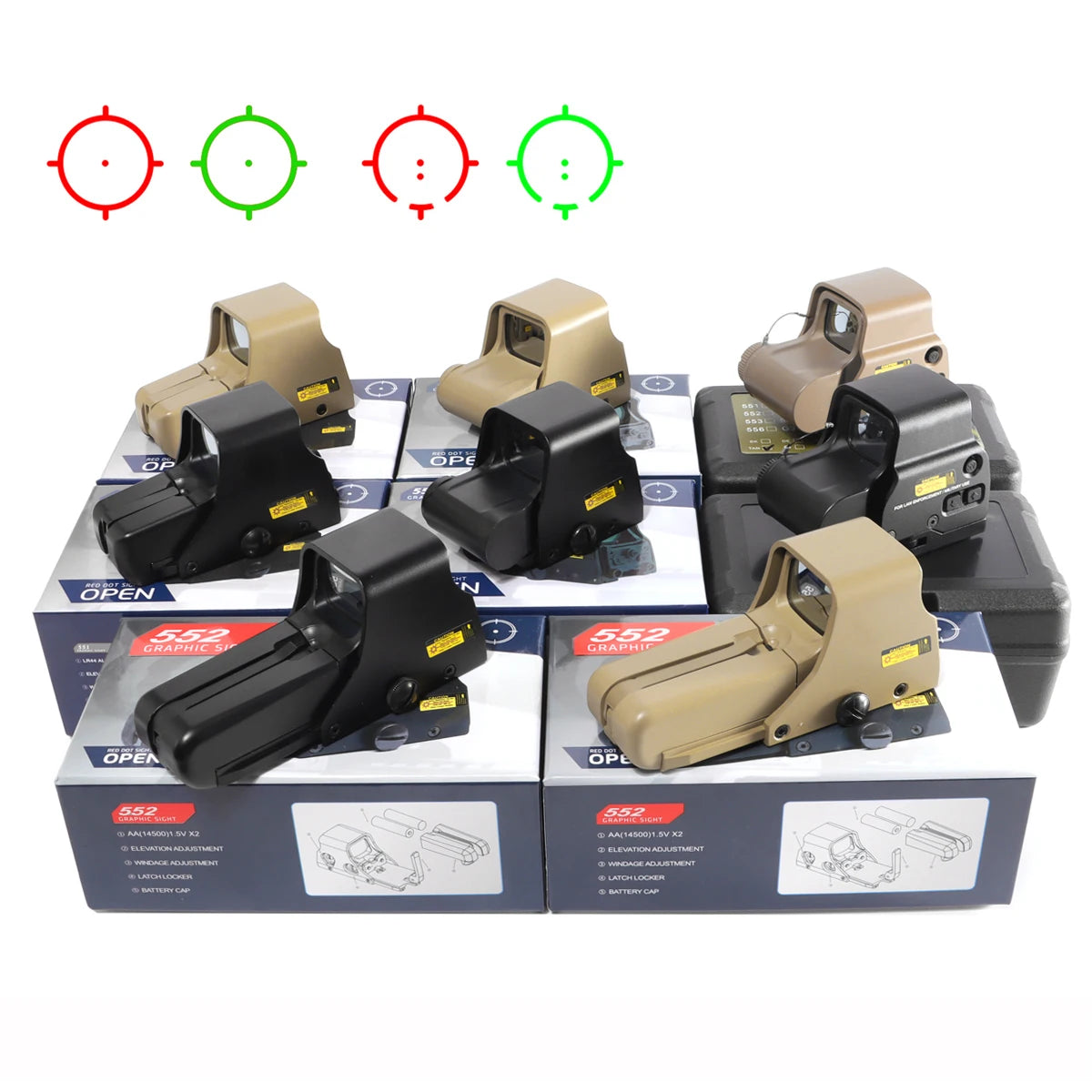 Red Green Dot Holographic Riflescope 20mm Mount