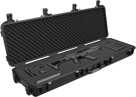 Tactical Rifle Case, All Weather Hard Gun Case with Wheels
