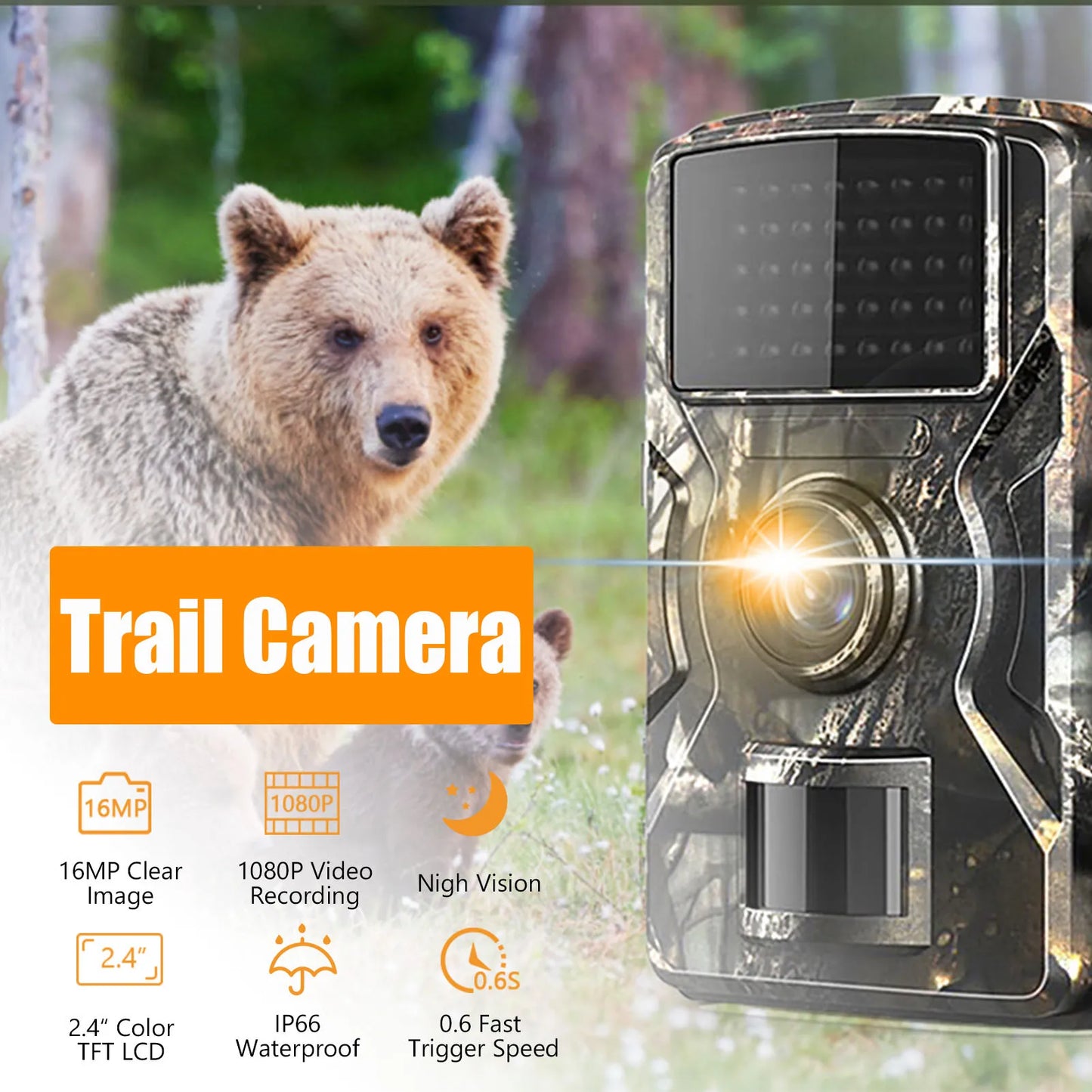 1080P Hunting Camera 2.0in LCD 16MP Infrared Night
