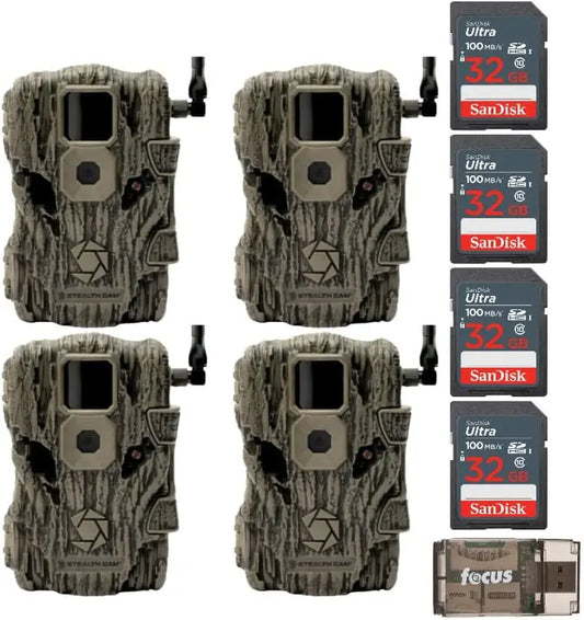 Trail Camera (Verizon, 4-Pack) Bundle with 32GB SD Card (4-Pack) and Card Reader