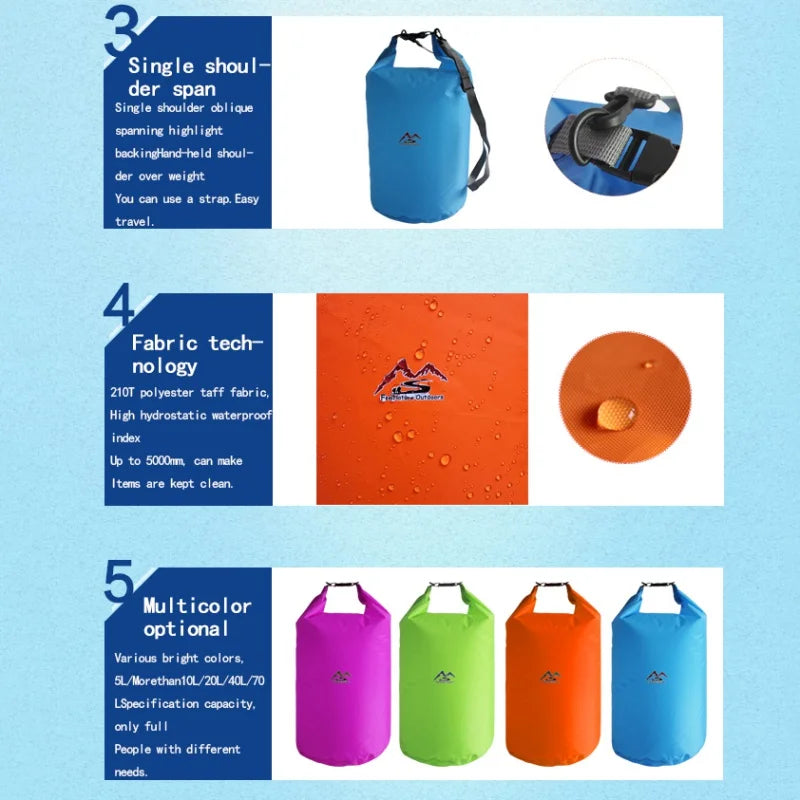 5/10/20/40/70L Trekking Swimming Rafting Kayak River Fishing Outdoor Waterbag