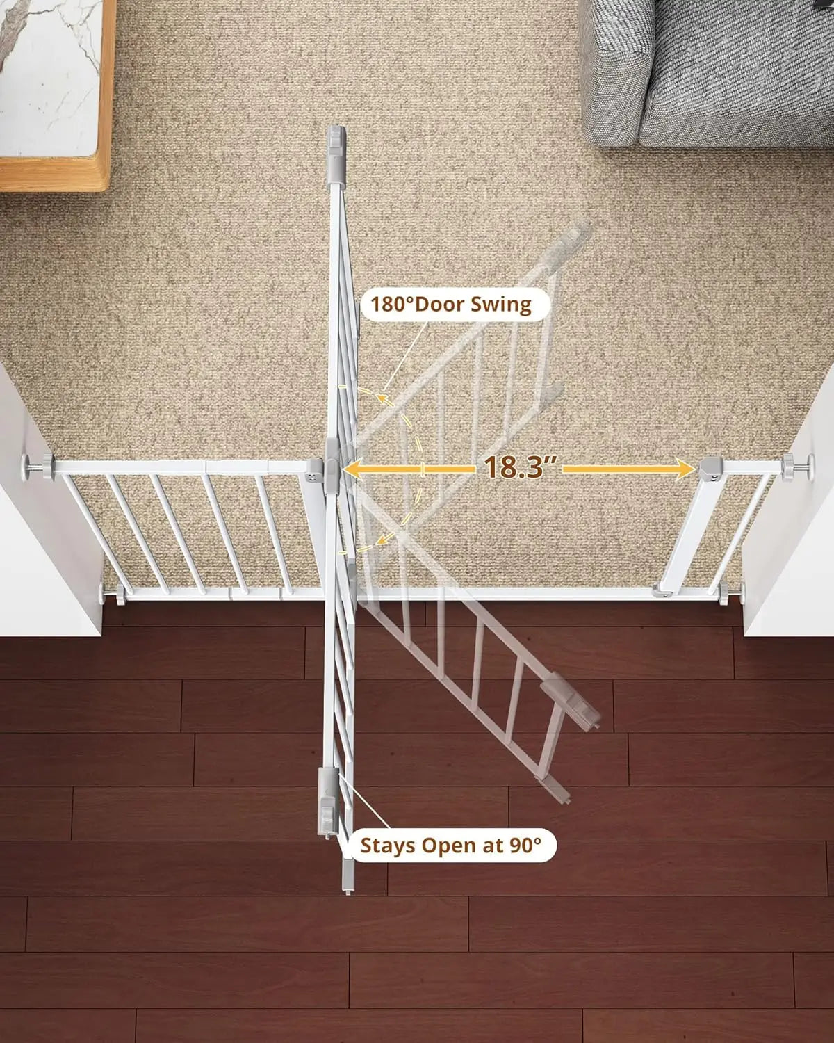 Wide Baby Gate for Stairs & Doorways, 30" Tall