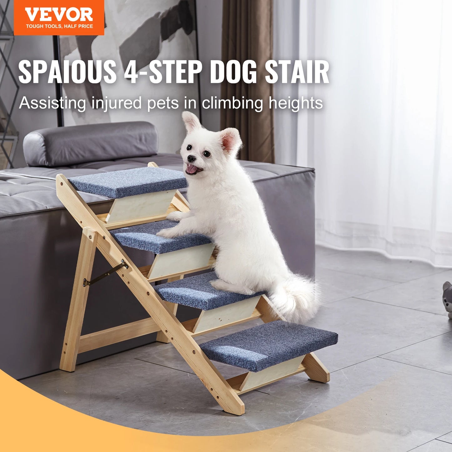 Wooden Pet Steps and Ramp Combo 2-in-1 Design