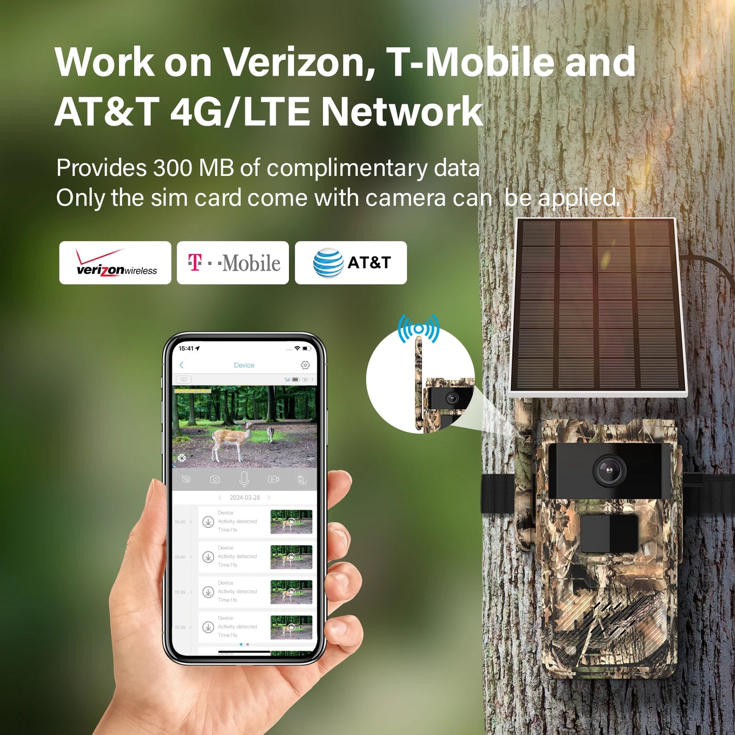 JENNOV Solar Hunting Trail Camera 4G Card With Night Vision