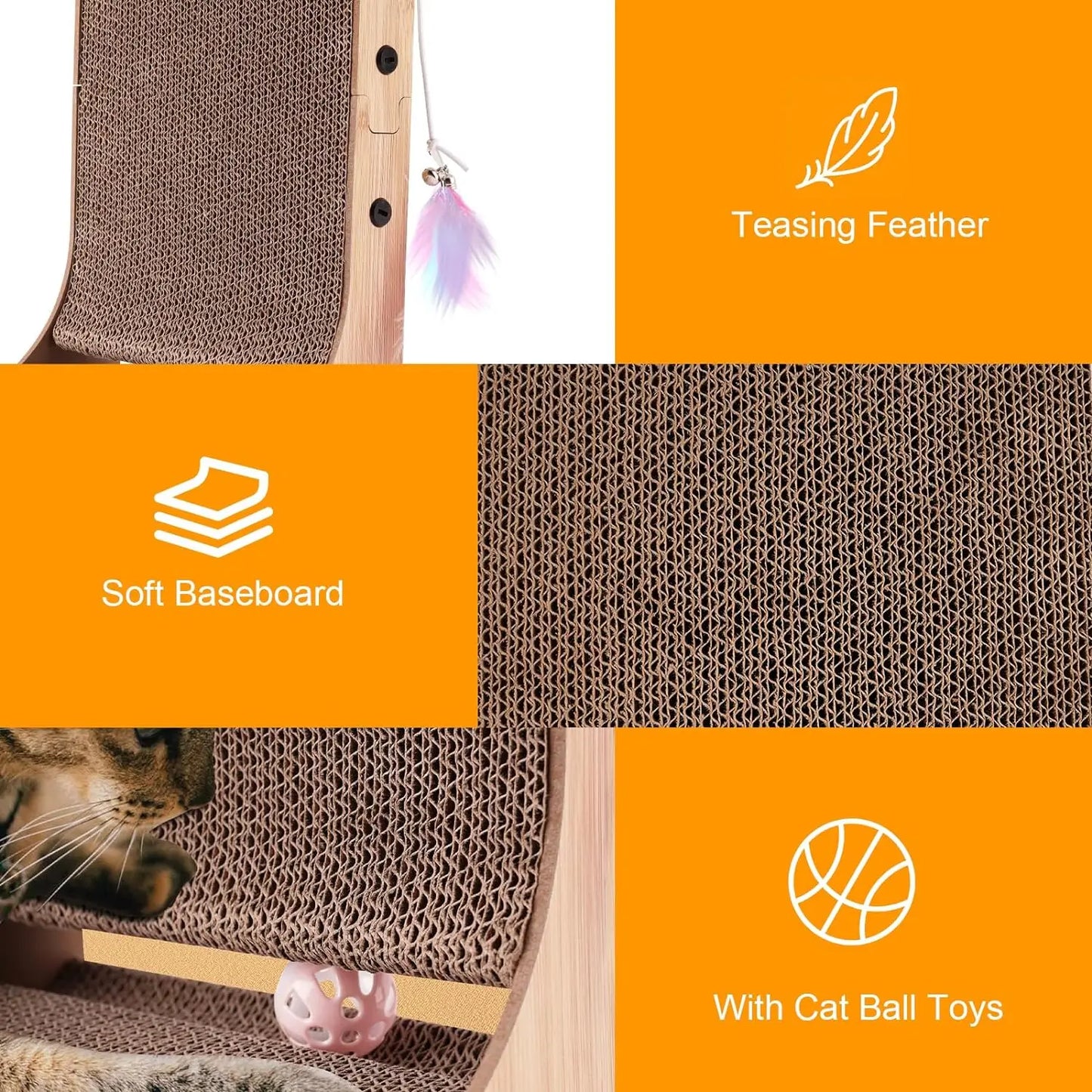 L Shape 23.6 Inch Cat Scratchers for Indoor Cats,