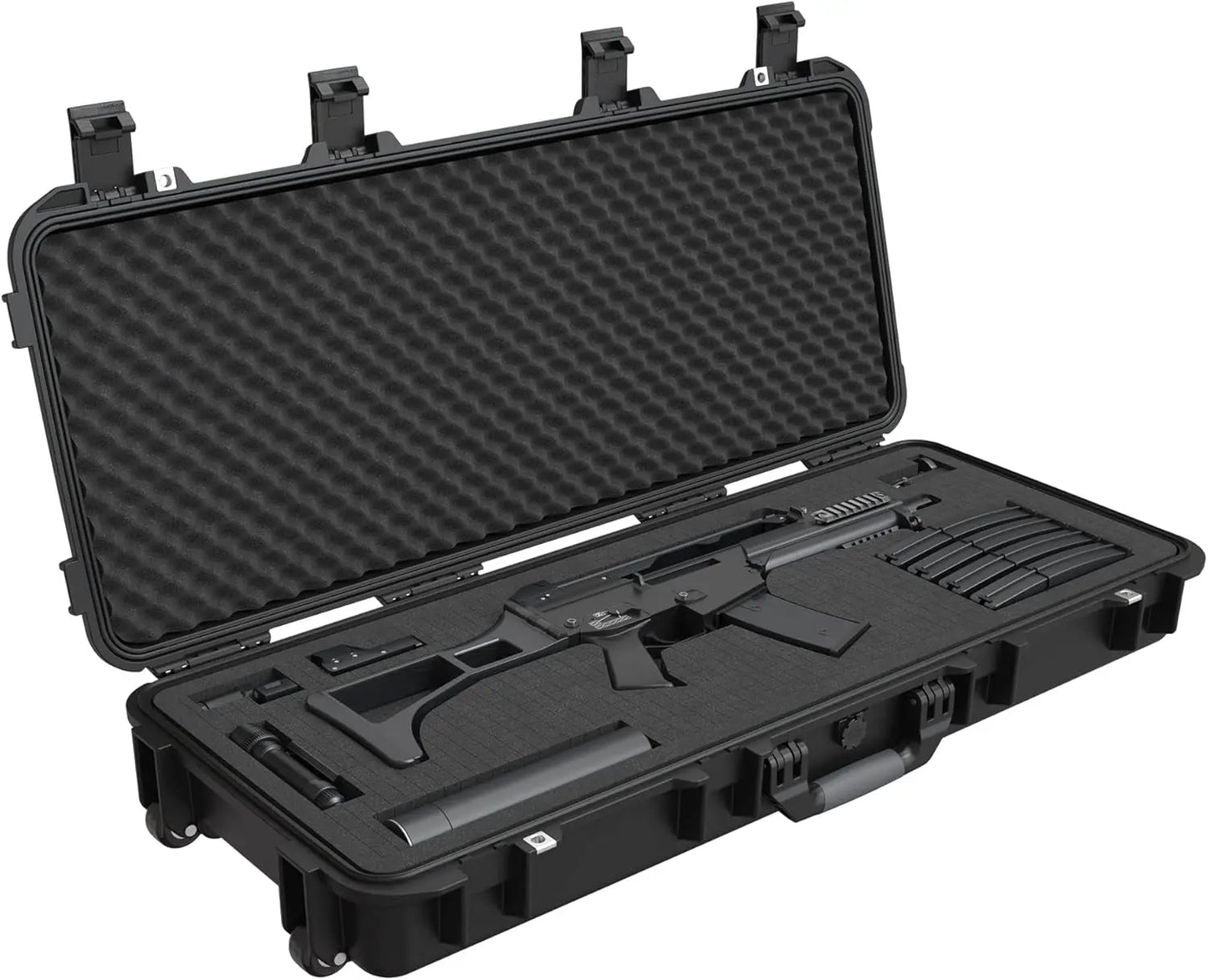 Tactical Rifle Case, All Weather Hard Gun Case with Wheels