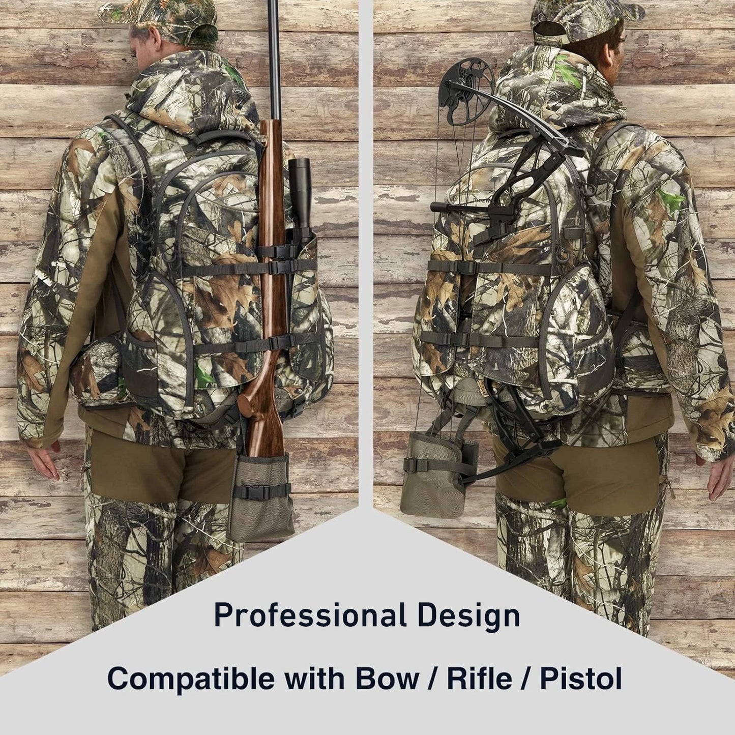 Backpack Camo Hunting Pack with Gun Bow Pocket Long-Lasting Large Capacity Hunting Day Pack