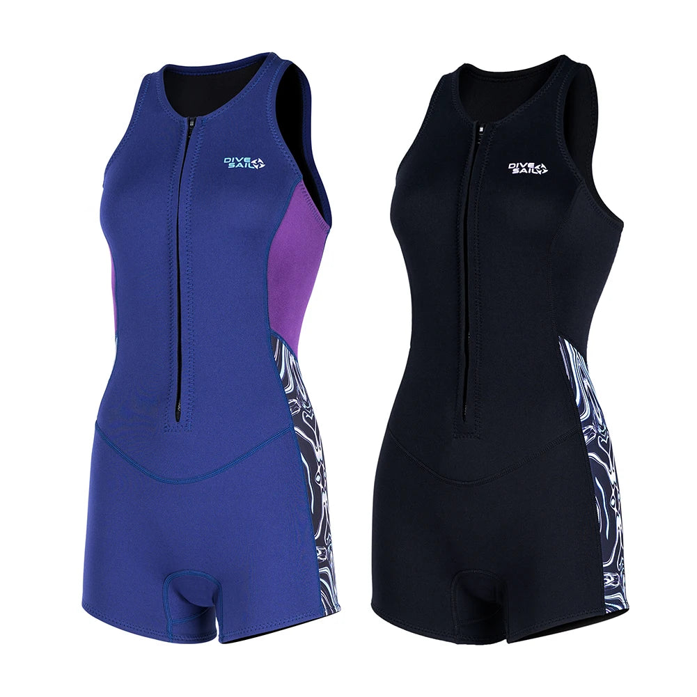 2MM Neoprene Women Sleeveless Wetsuits Sun Protective for Swimming Diving Snorkeling Kayaking Surfing