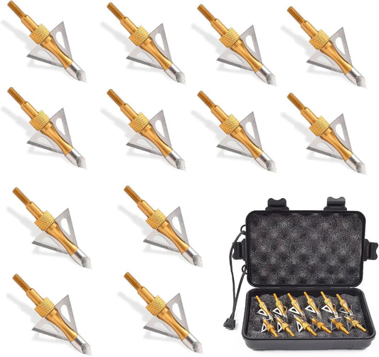 12PK 3 Blades Screw-in Broadheads 100 Grain Storage Case