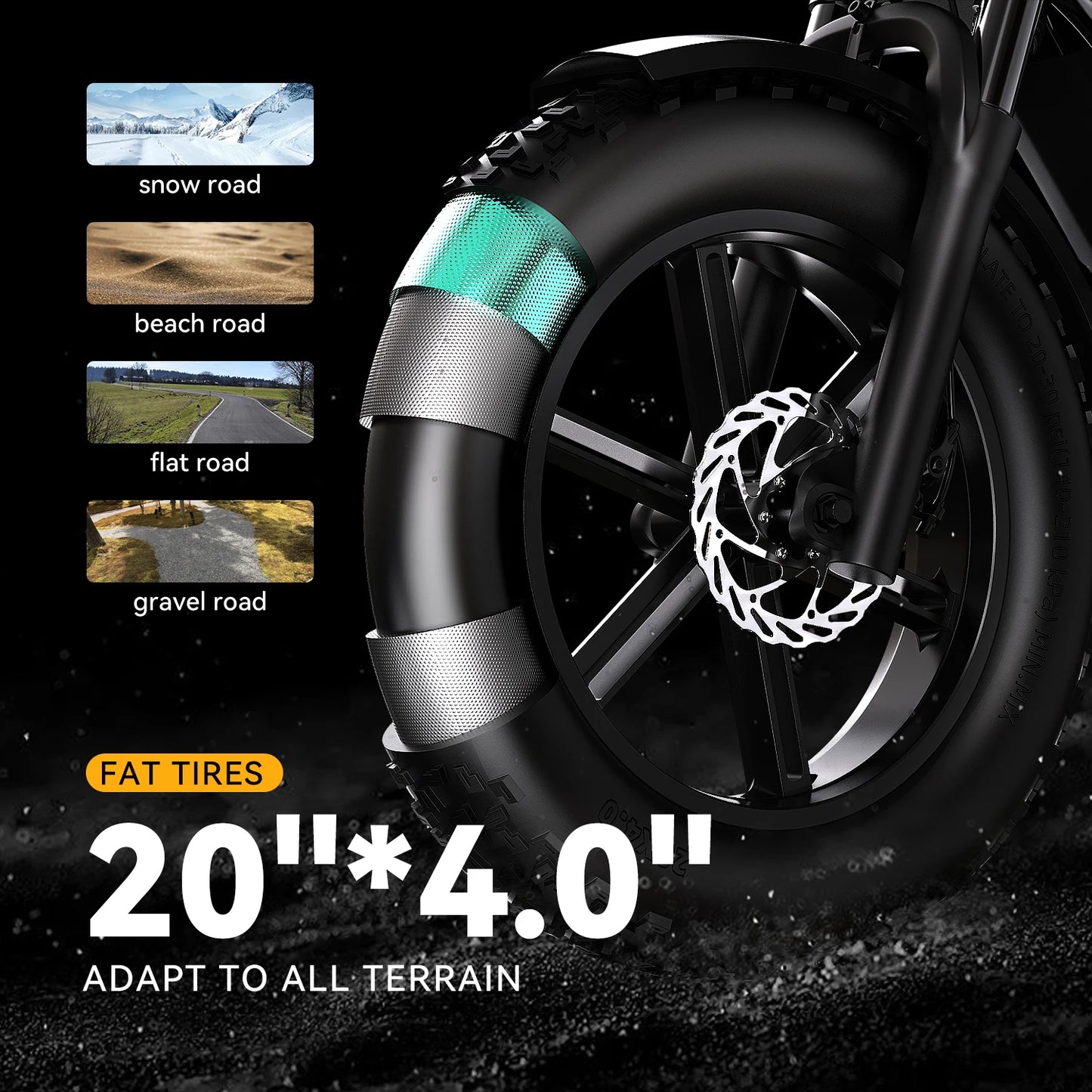 Aoango Electric Fat Tire AllTerrain Mountain Utility Cruiser Bicycle Pro