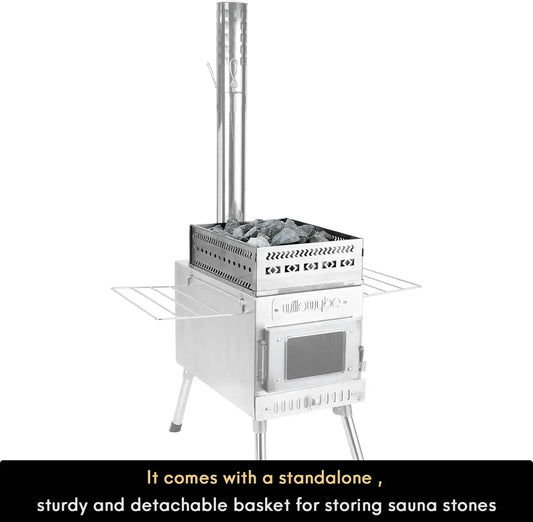 Outdoor Sauna Hot Tent Stove, Rocket Stove Heater, Portable