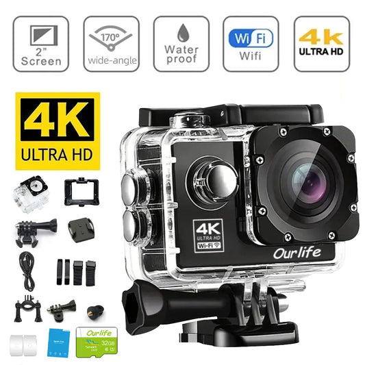 Action Camera Wi-Fi 2.0" Screen Webcam 30M Helmet Video Recording Sport Camera