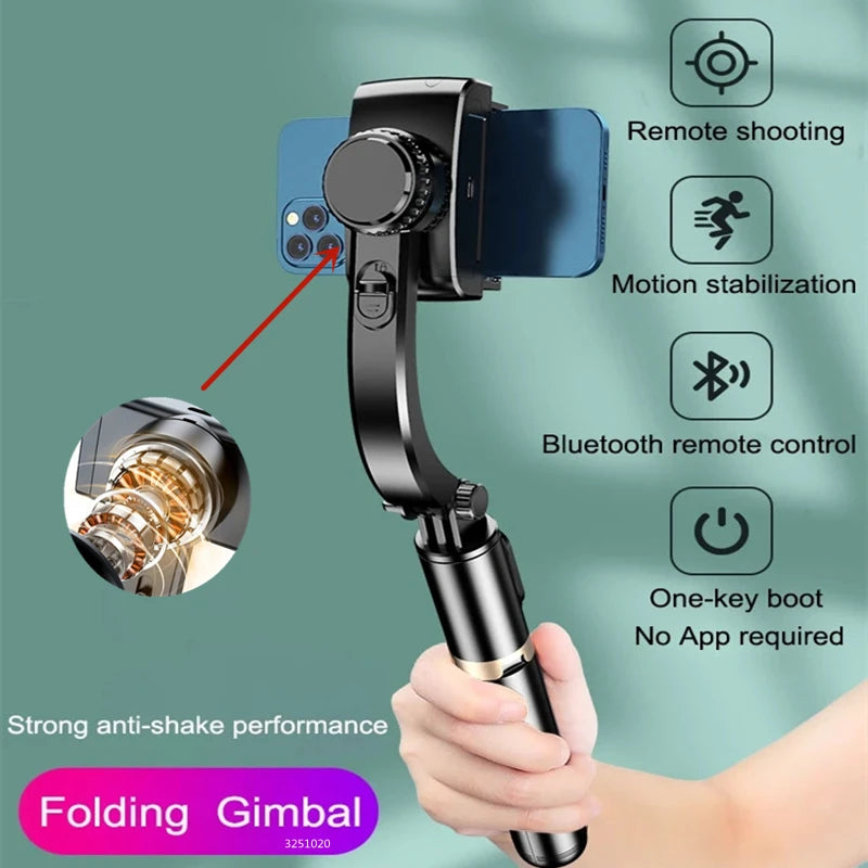 Gimbal Stabilizer Selfie Stick Wireless Foldable Tripod