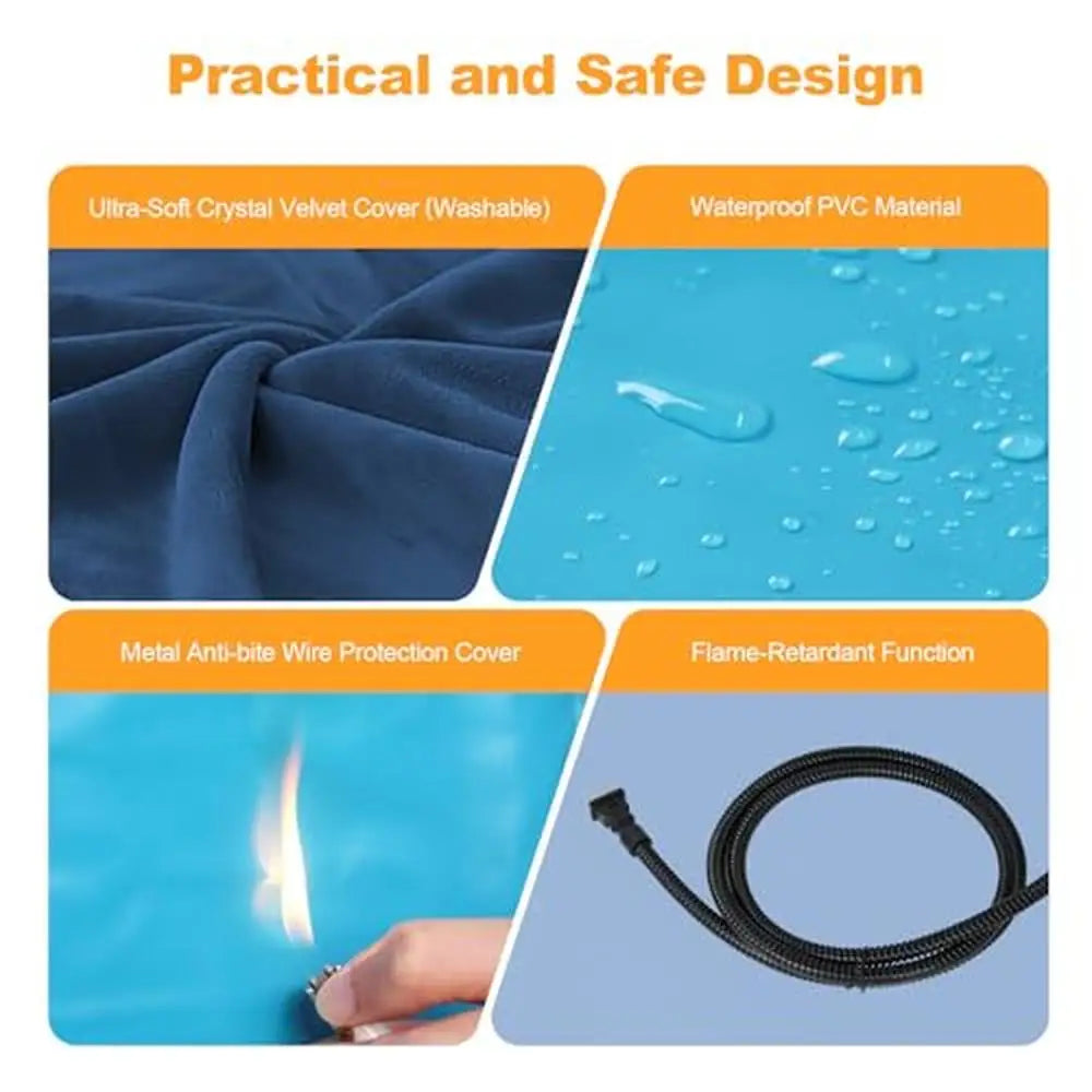 Electric Pet Heating Pad Dogs Cats 6 Temp Control