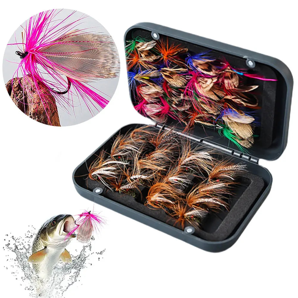 60/41pcs Box Bionic Fly Hook Set Artificial Insect
