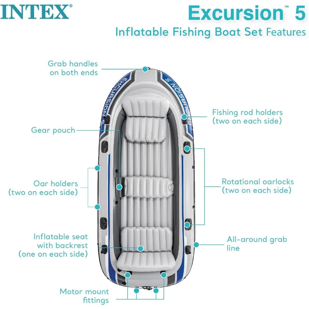 Inflatable Boat Deluxe 54in Boat Oars and High-Output Pump