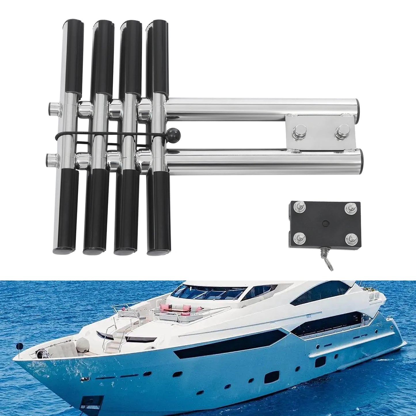 4 Steps Boat Telescopic Ladder Stainless Steel for Boats,, Swimming Pools, etc