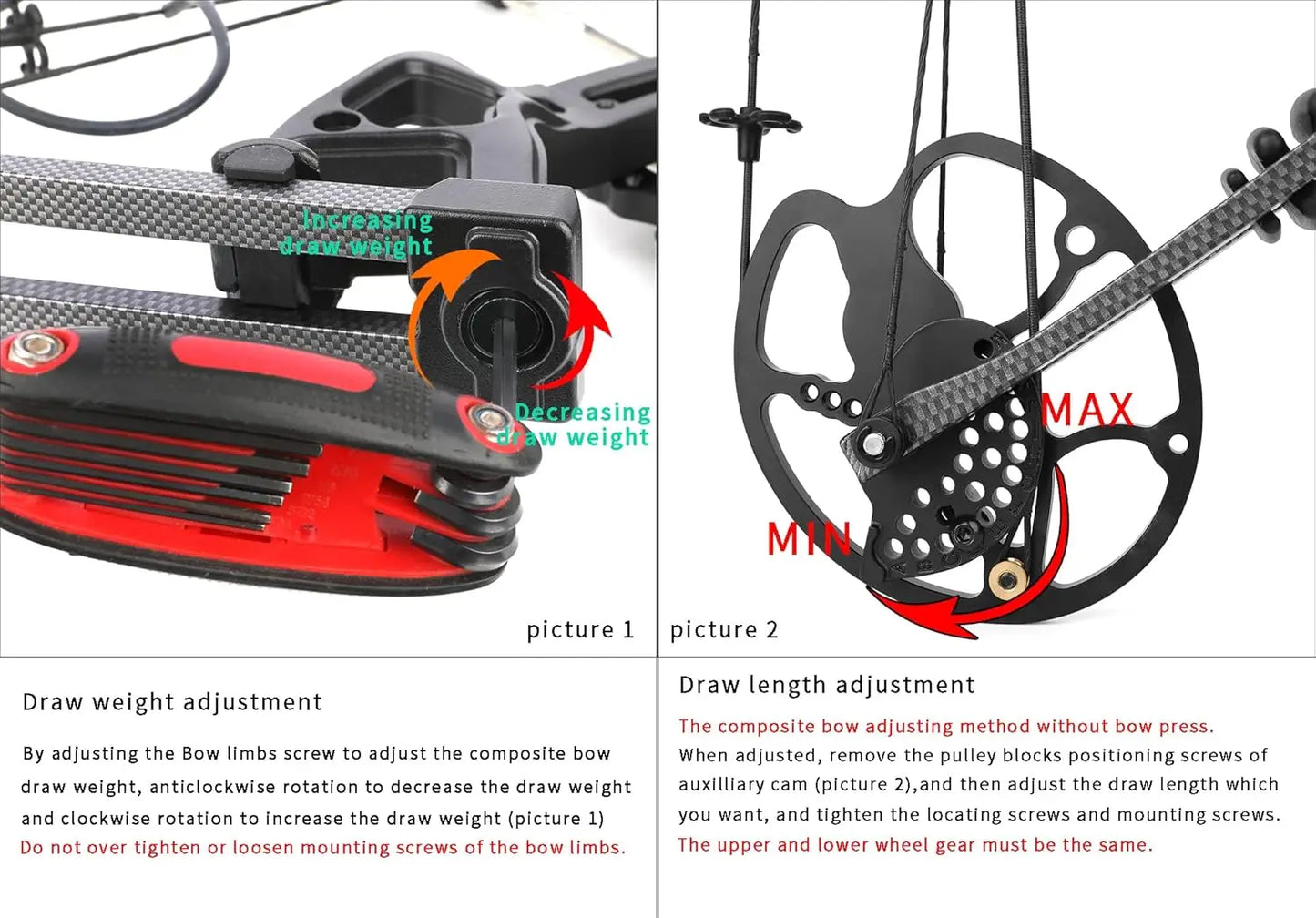 Compound Bow Kit, Draw Weight 0-70 lbs Adjustable, Draw Length
