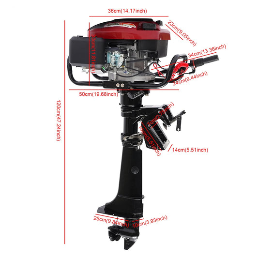 4-Stroke 7HP 196CC Outboard Motor Air Cooling CDI System with Long Shaft