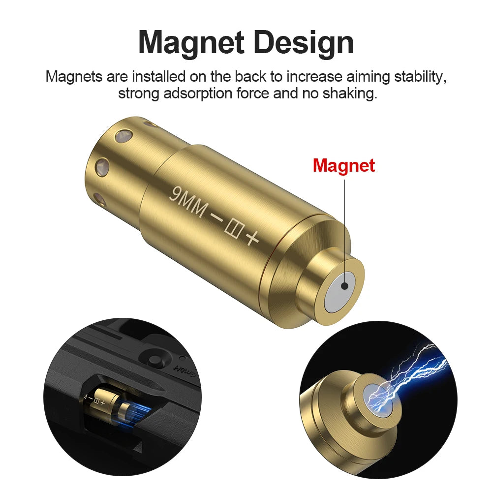 9MM Optics Cartridge Red Dot Laser Boresighter