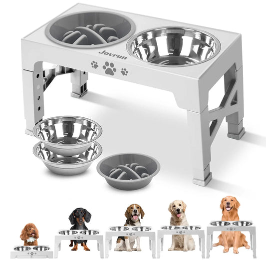 Adjustable Elevated Dog Bowls Stand with 3 Stainless Steel Bowls
