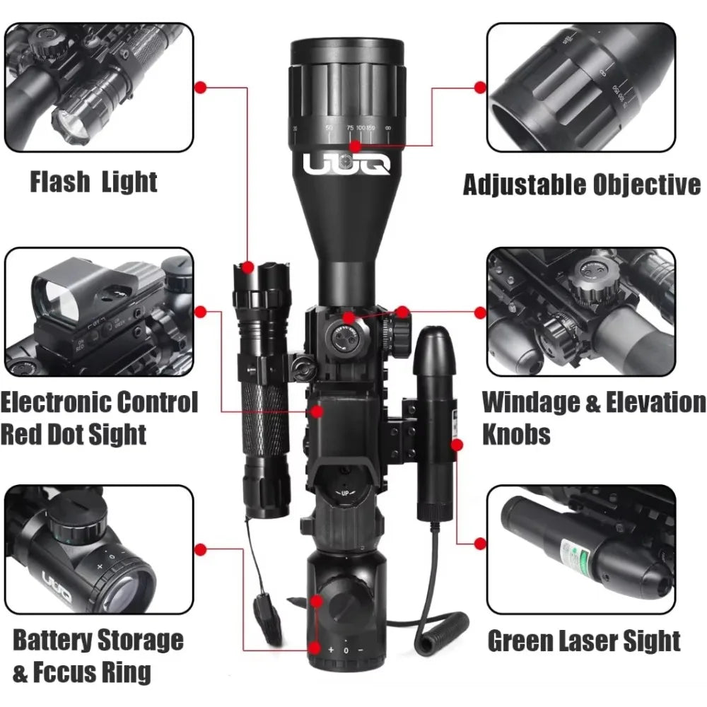 4-12&16X50 AO rifle sight Red/Green illuminated ranging sight W/ Green laser