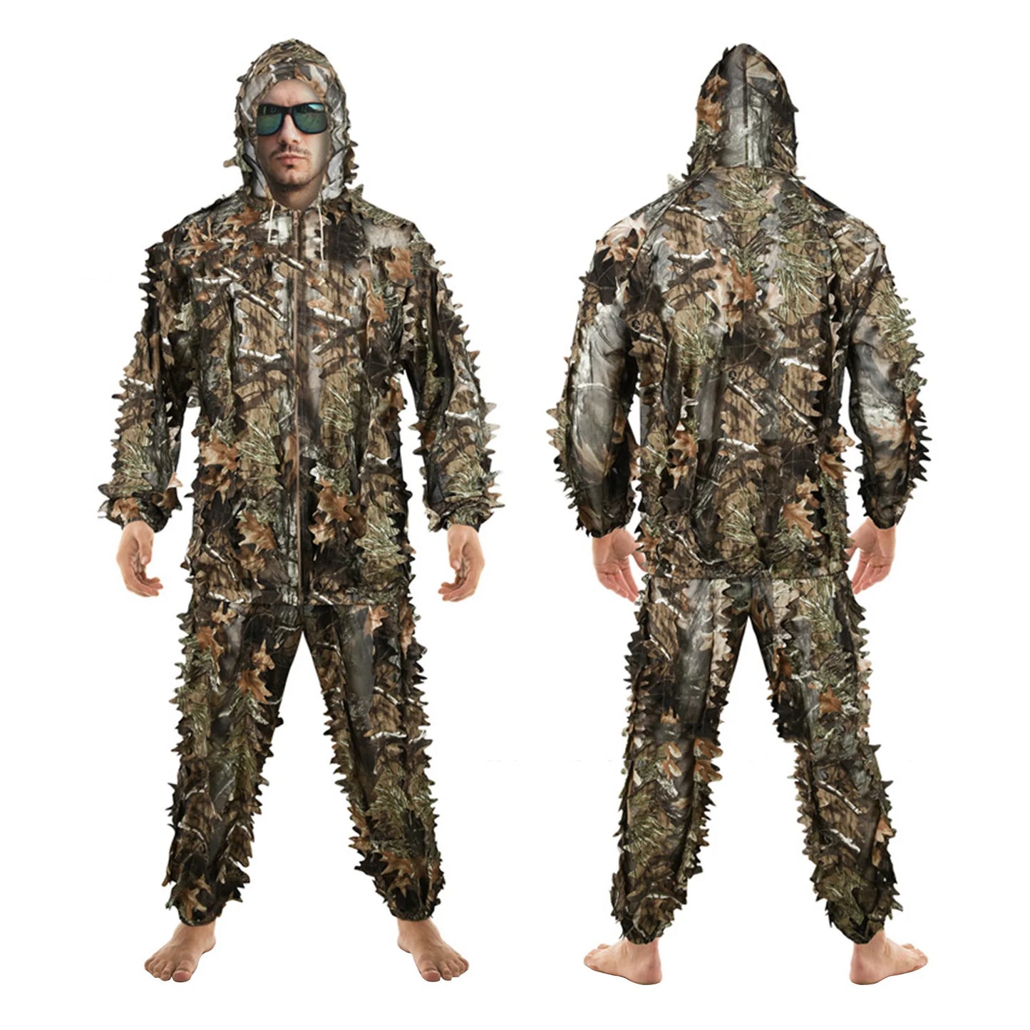 Outdoor Camouflage Suit 3D Leaf Coat With Fleece Lining