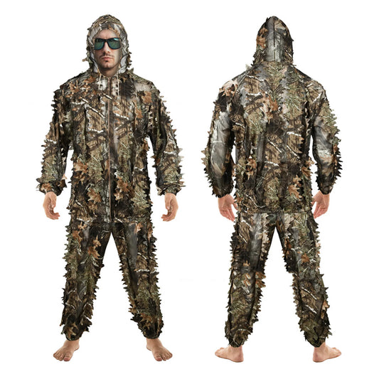Outdoor Camouflage Suit 3D Leaf Coat With Fleece Lining