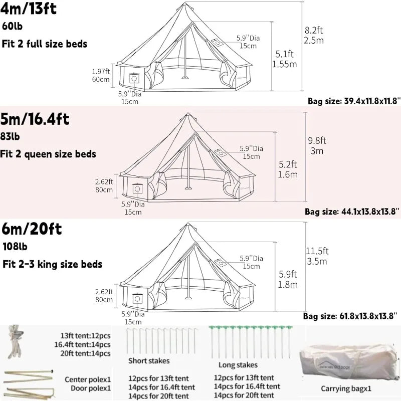 Outdoor B5Pro 4 Season Canvas Bell Tent for Camping