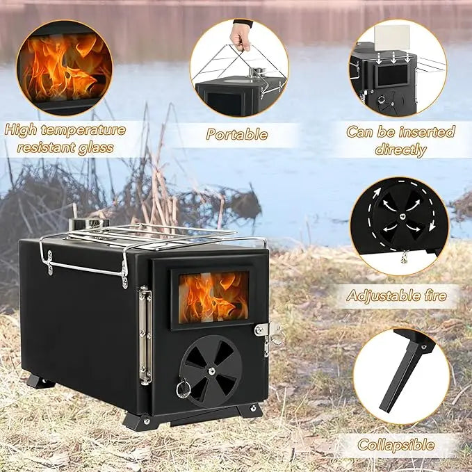 XMSJ Outdoor Portable Wood Burning Stove For Tent Camping