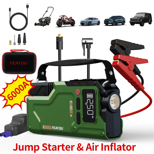 Air Compressor, 5 In 1  150PSl JumpStarter Battery Pack With Digital Tire Inflator,