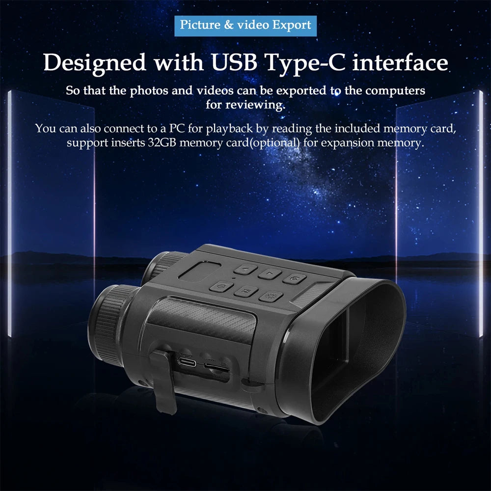 Night Vision Binoculars 1080P HD 850nm Infrared 8X Digital Zoom Telescope
