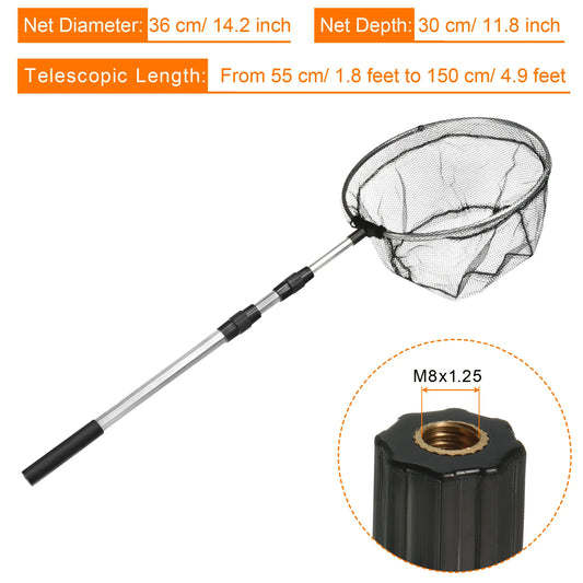 Folding Fishing Net Round Extend to 4.9ft Aluminium Alloy