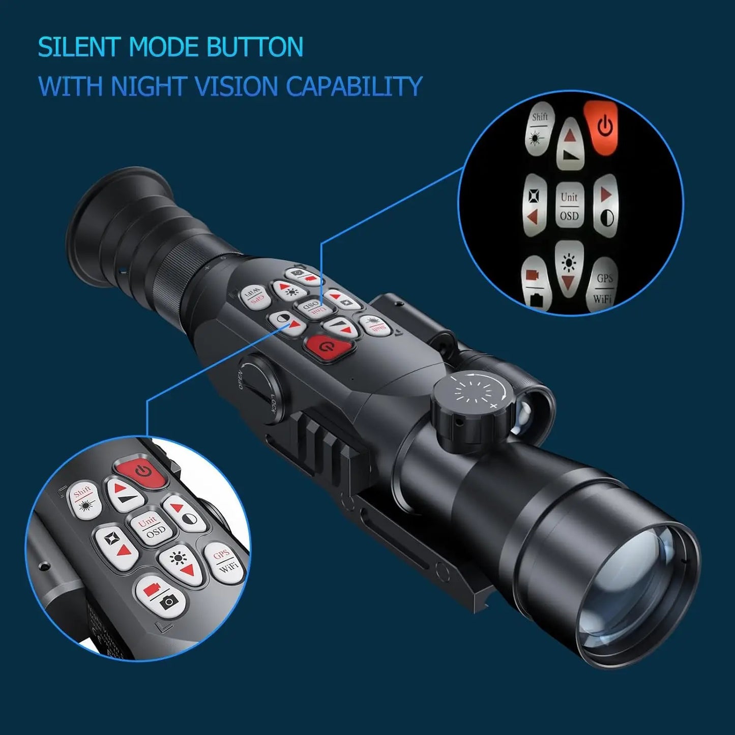 300 Yards Infrared Night Vision Scopes for Rifles Digital Zoom, 50MM Lens